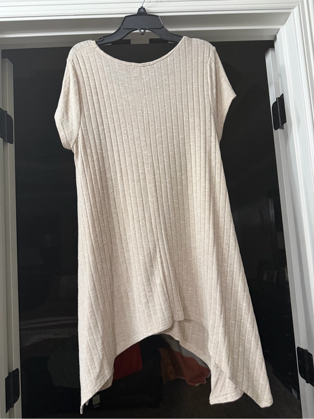 Ribbed Short-Sleeve Tunic in Cream